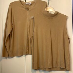 CC Hughes sweater set, turtle neck 26W, cardigan 24W. Turtle neck bust 50”